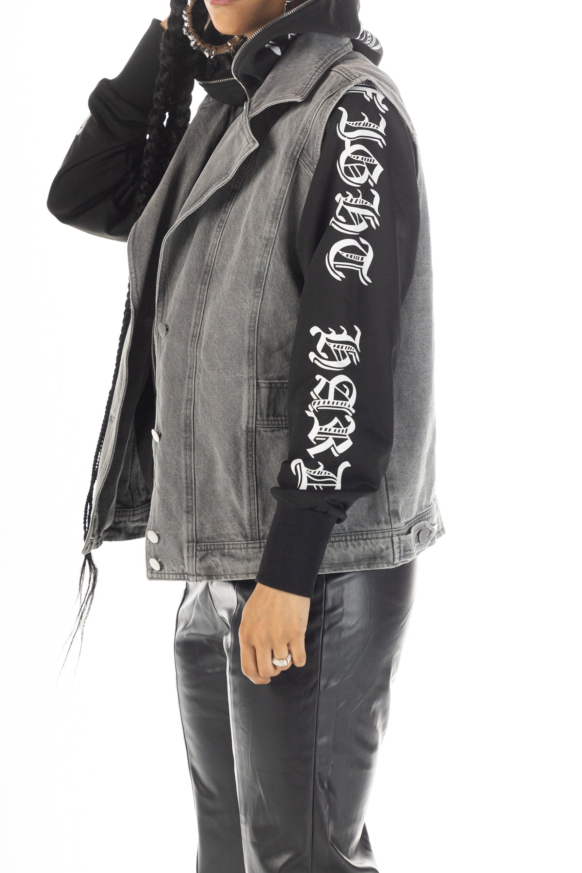 Oversized Grey Denim Sleeveless Vest