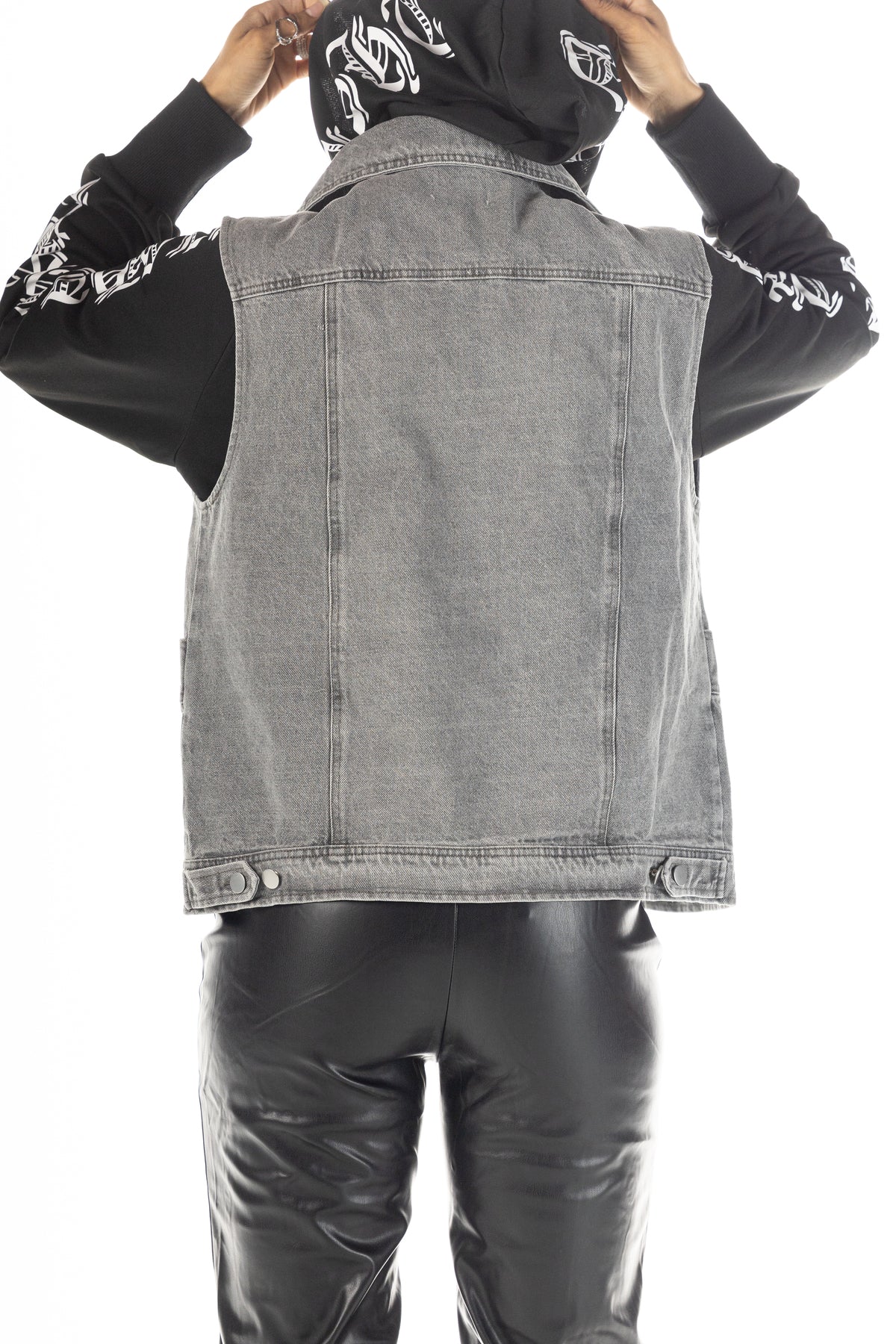 Oversized Grey Denim Sleeveless Vest