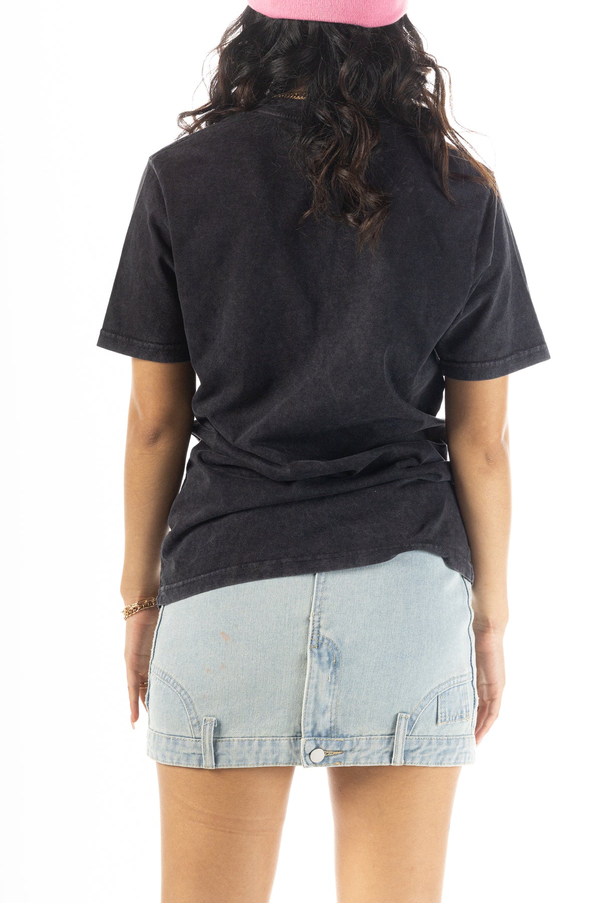 Mini Upside Down Distressed Denim Skirt