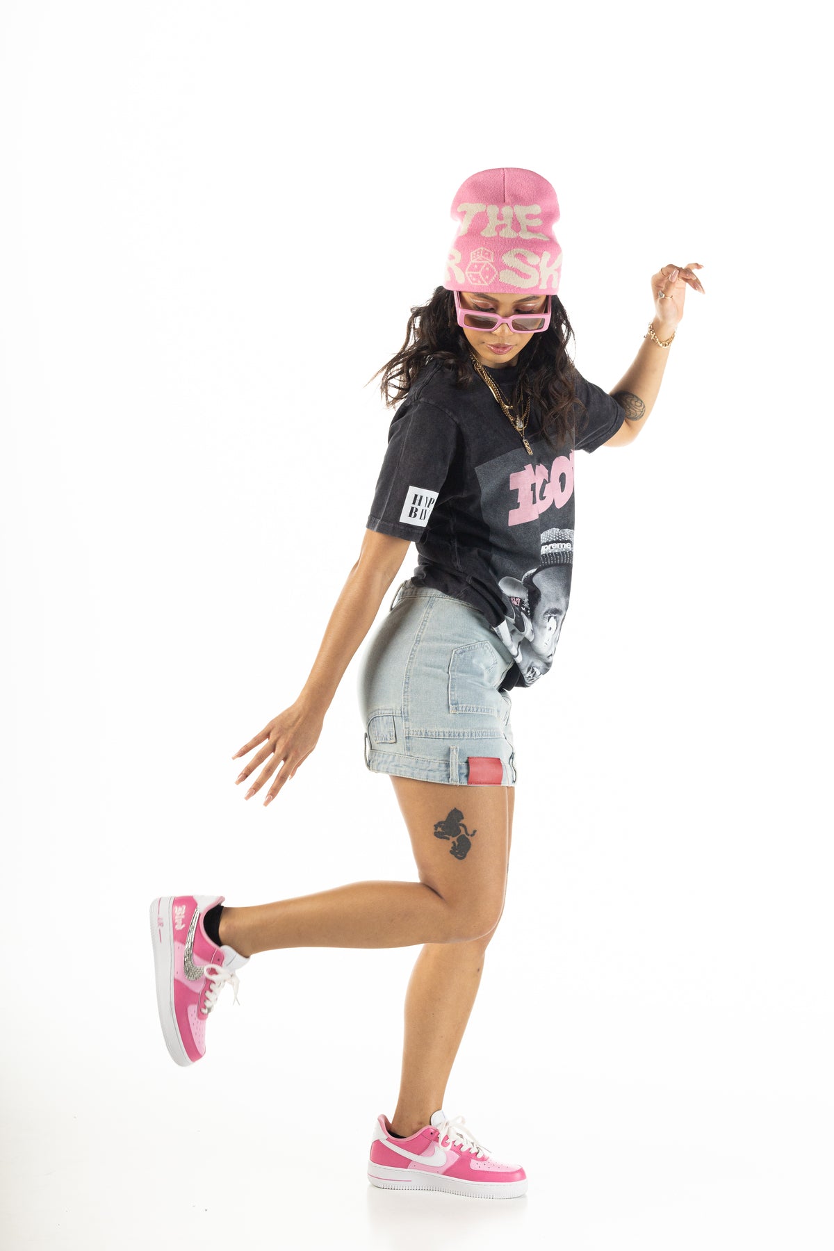 Mini Upside Down Distressed Denim Skirt