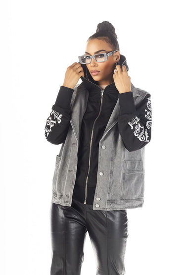 Oversized Grey Denim Sleeveless Vest